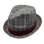 Stanza Collection: Scala Grey Polyester Plaid Fedora with 1.5 Inch Brim