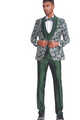 Marquez Collection: Men's 4-Piece Slim Fit Suit with Shawl Collar In Green