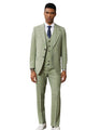Classifyer Collection: 3 Piece Men's Windowpane Hybrid Fit Suit In Green