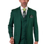 Pan Prestige Collection: 3PC Modern Fit Solid Color Suit With Super 180's Italian Wool In Forest Green