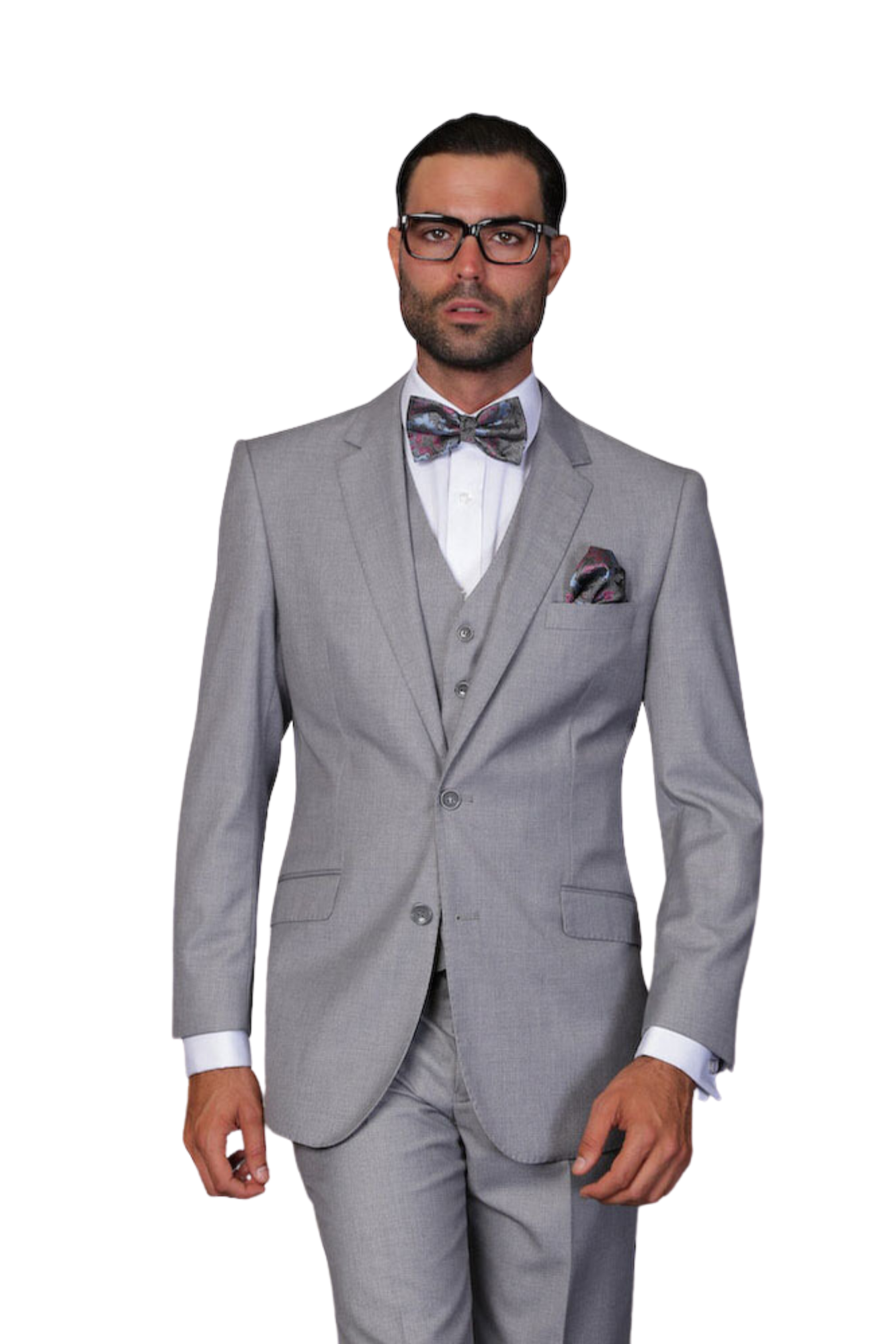 Pan Prestige Collection 3PC Modern Fit Solid Color Suit in Grey