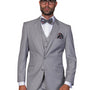 Pan Prestige Collection: 3PC Modern Fit Solid Color Suit With Super 180's Italian Wool In Grey