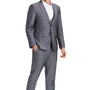 Poseidon Collection: 3-Piece Slim Fit Windowpane Suit For Men In Grey