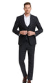 Modernistic Collection: Men's 3-Piece Slim Fit Windowpane Suit In Dark Grey