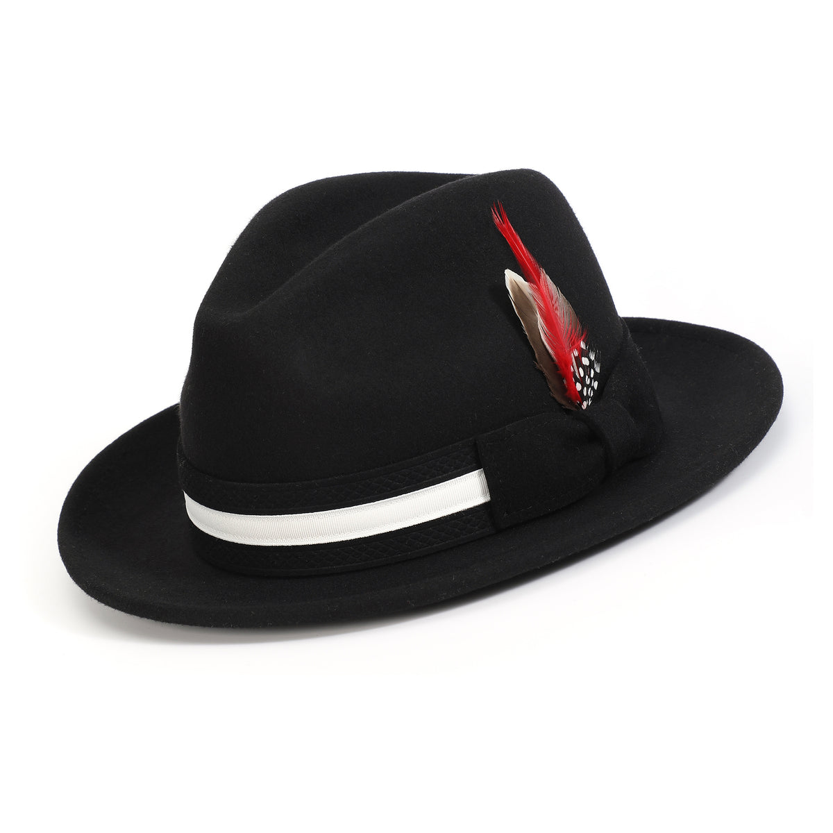 Black H-100 felt fedora by Montique - angled view