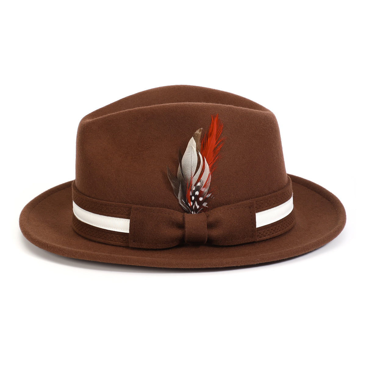 Brown H-100 felt fedora by Montique - front view