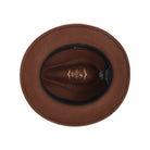 Brown H-100 felt fedora by Montique - interior and sweatband