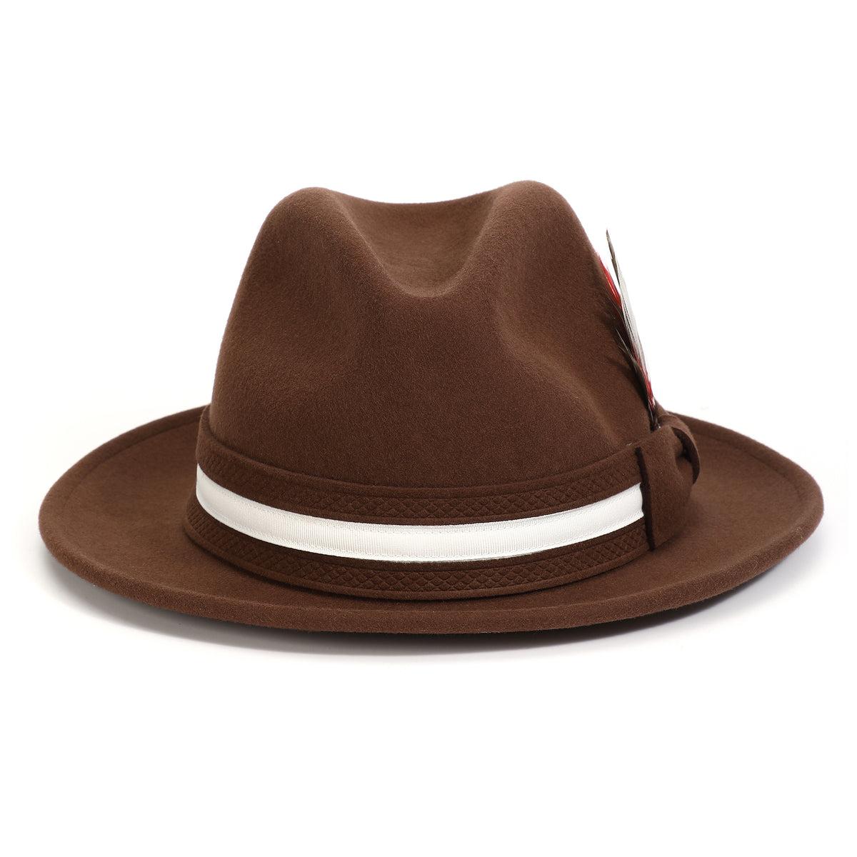 Brown H-100 felt fedora by Montique - rear view