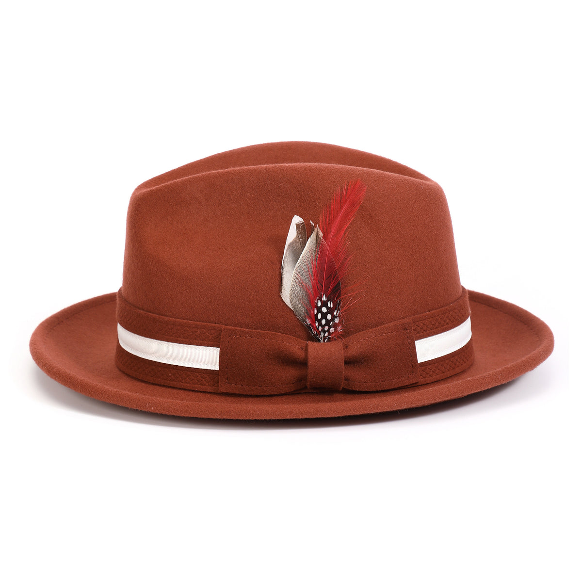 Cognac H-100 felt fedora by Montique - front view