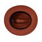Cognac H-100 felt fedora by Montique - interior and sweatband