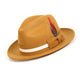 Gold Felt Fedora Hat with White Band and Red Feather by Montique