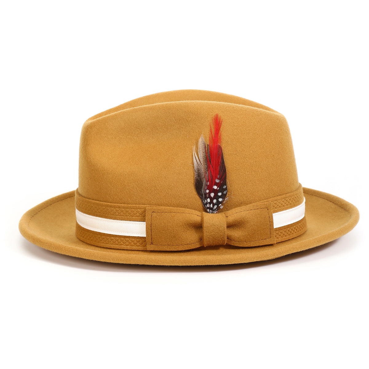 Gold H-100 felt fedora by Montique - front view