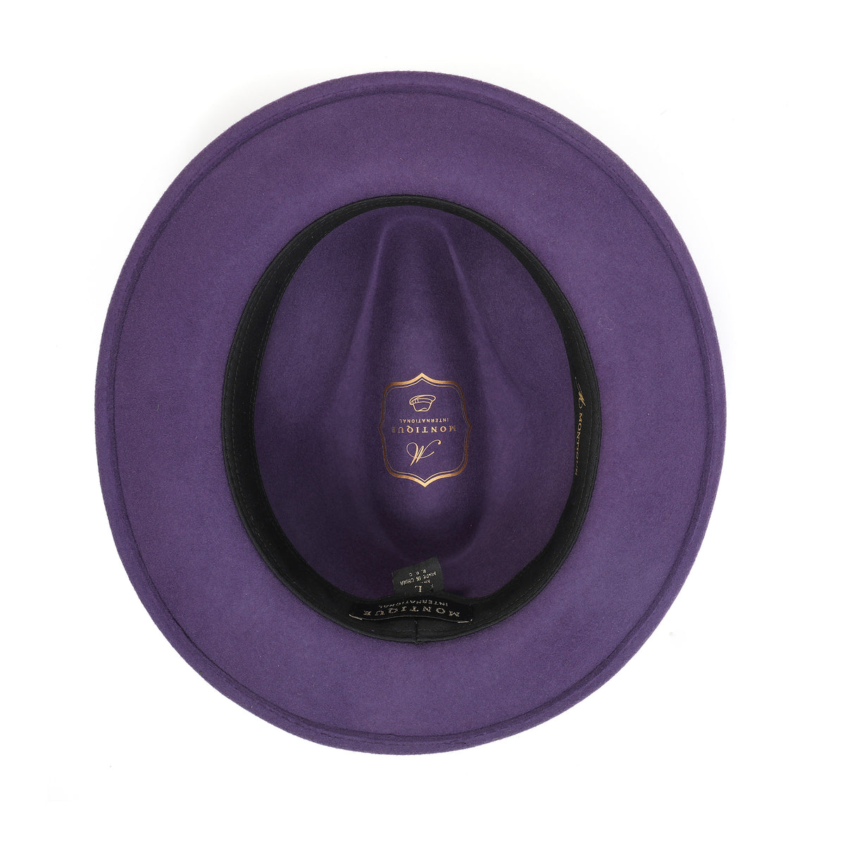 Grape H-100 felt fedora by Montique - interior and sweatband
