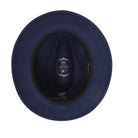 Navy H-100 felt fedora by Montique - interior and sweatband