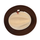 Brown and beige H-101 felt fedora by Montique - top view of crown and brim