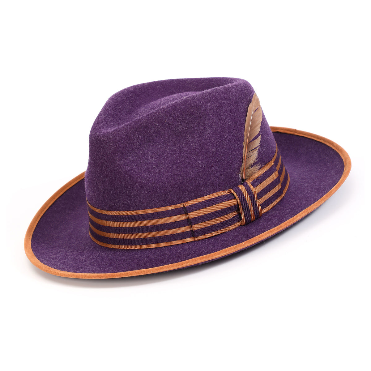 Grape H-102 felt fedora by Montique - angled view