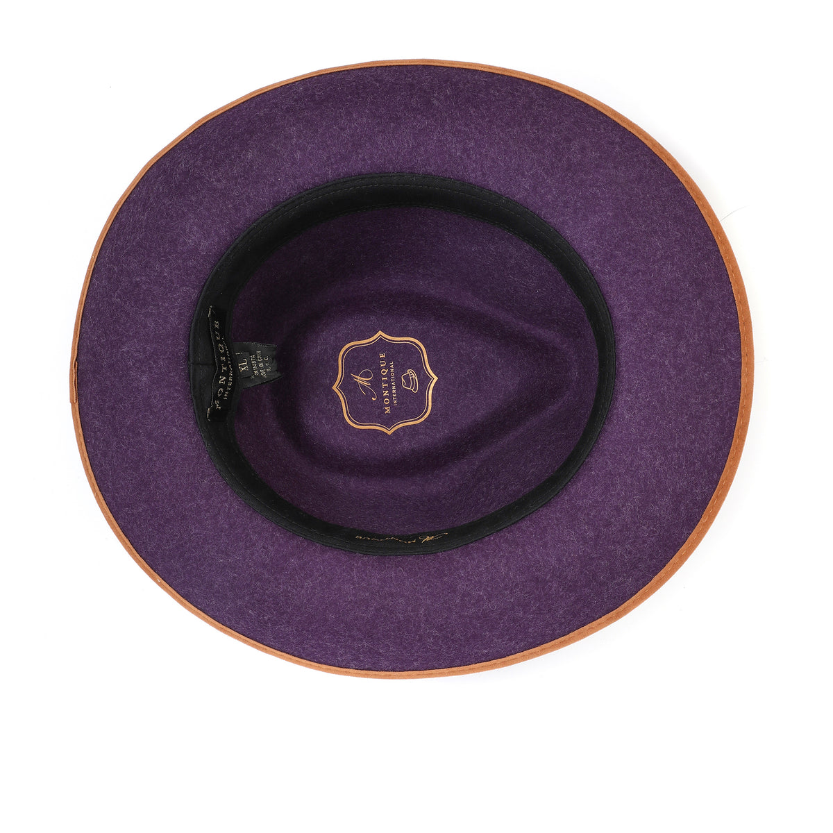 Grape H-102 felt fedora by Montique - interior and sweatband