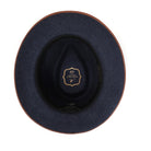 Navy H-102 felt fedora by Montique - interior and sweatband