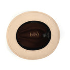 Brown and beige H-103 felt fedora by Montique - interior and sweatband