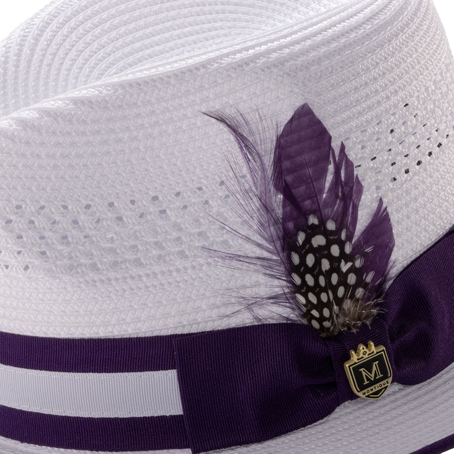 White Purple Dual-Tone Ribbon Fedora Hat by Montique – Suits & More