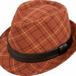 Rust Argyle Snap Stingy Brim Fedora Hat