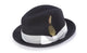 FeatherGleam Collection: Montique Black Fedora with Feather and White Mesh Band