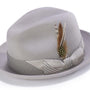 FeatherGleam Collection: Montique Grey Fedora with Feather and Mesh Band