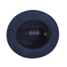 Navy H-2552 felt fedora by Montique - interior view with dark inner band and crown branding