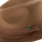 montique cappuccino braided fedora hat with 2.5 inch wide brim