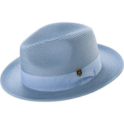 Carolina Braided Wide Brim Pinch Crown Fedora Hat with Matching Grosgrain Ribbon