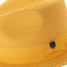 montique gold braided fedora hat with 2.5 inch wide brim