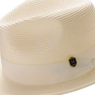 montique ivory braided fedora hat with 2.5 inch wide brim