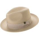 khiki braided wide brim pinch crown fedora with grosgrain ribbon band