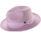 lavender braided wide brim pinch crown fedora with grosgrain ribbon band