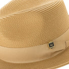 montique mustard braided fedora hat with 2.5 inch wide brim