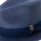 montique navy braided fedora hat with 2.5 inch wide brim