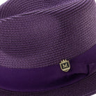 montique purple braided fedora hat with 2.5 inch wide brim