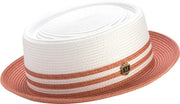 Andaras Collection: Montique Coral Straw Pork Pie Two Tone Hat
