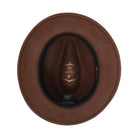 Brown H-60 wool felt fedora by Montique - interior and sweatband