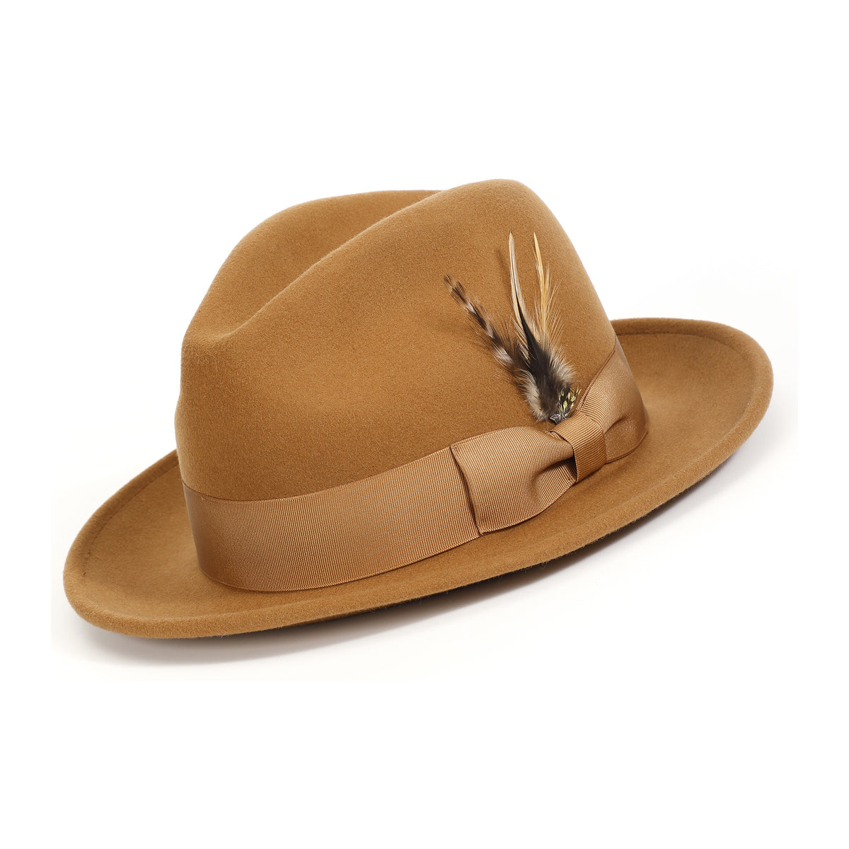Cappuccino H-60 wool felt fedora by Montique - angled view