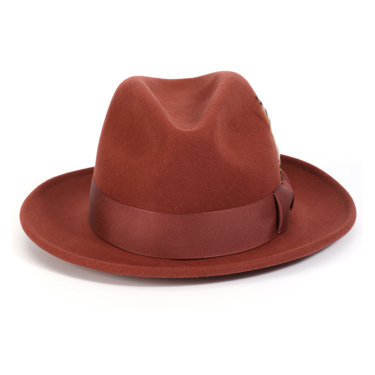 Cognac H-60 wool felt fedora by Montique - front view