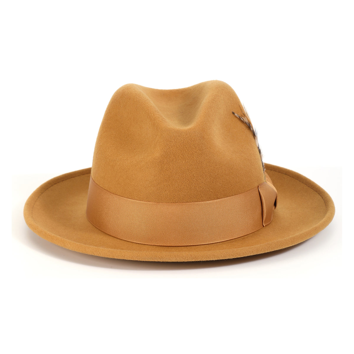Gold H-60 wool felt fedora by Montique - front view