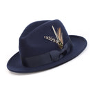 Navy H-60 wool felt fedora by Montique - angled view