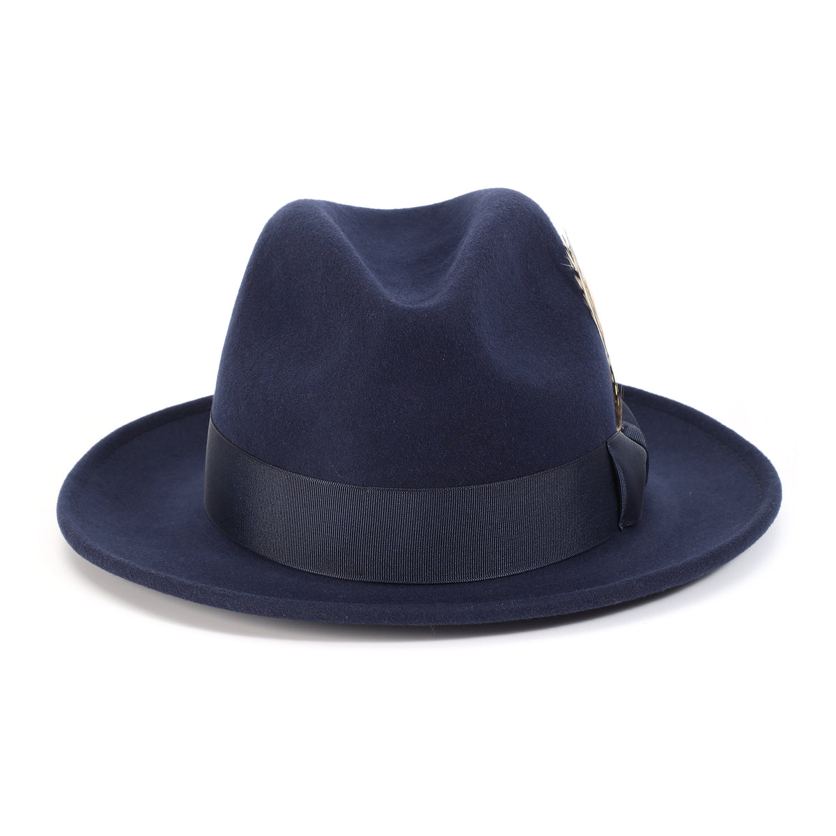 Navy H-60 wool felt fedora by Montique - front view