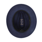 Navy H-60 wool felt fedora by Montique - interior and sweatband