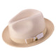 Rubique Collection: Montique Men's Braided Two Tone Stingy Brim Pinch Fedora Hat in Beige