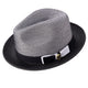 Rubique Collection: Montique Men's Braided Two Tone Stingy Brim Pinch Fedora Hat in Black