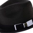 black white braided stingy brim fedora hat