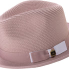 braided pinch crown fedora hat blick white band