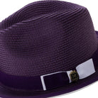 braided pinch crown fedora hat purple white band